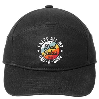 I Keep All My Dad Jokes In A Dadabase 7-Panel Snapback Hat
