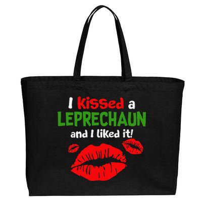 I Kissed A Leprechaun St Patricks Outfit For Women Cotton Canvas Jumbo Tote