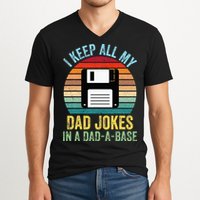I Keep All My Dad Jokes In A DadABase V-Neck T-Shirt