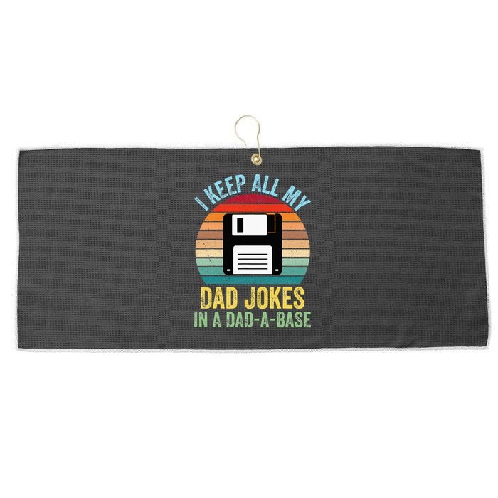 I Keep All My Dad Jokes In A DadABase Large Microfiber Waffle Golf Towel
