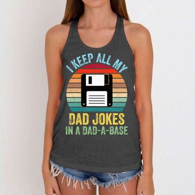 I Keep All My Dad Jokes In A DadABase Women's Knotted Racerback Tank
