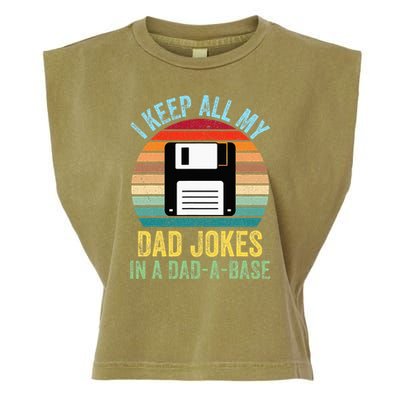 I Keep All My Dad Jokes In A DadABase Garment-Dyed Women's Muscle Tee