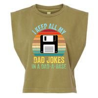 I Keep All My Dad Jokes In A DadABase Garment-Dyed Women's Muscle Tee