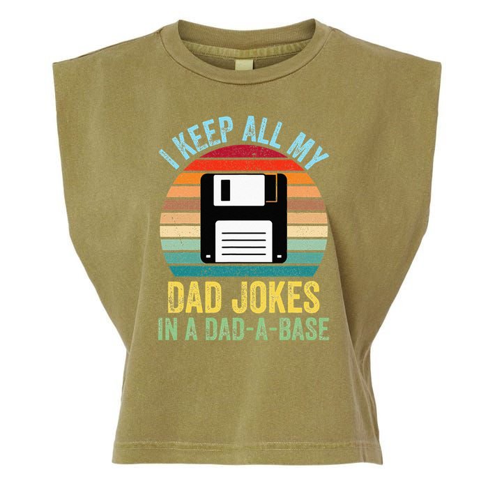 I Keep All My Dad Jokes In A DadABase Garment-Dyed Women's Muscle Tee
