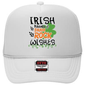 Irish Kisses And Shamrock Wishes High Crown Mesh Back Trucker Hat