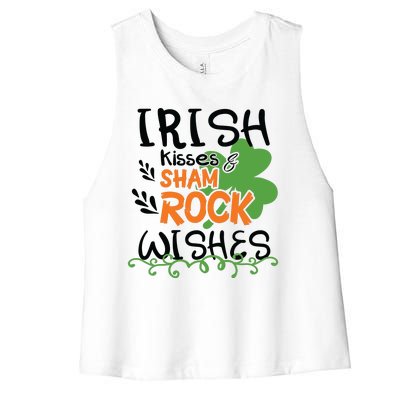 Irish Kisses And Shamrock Wishes Women's Racerback Cropped Tank