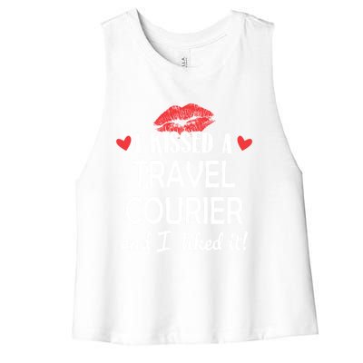 I Kissed A Travel Courier Design Married Dating Anniversary Meaningful Gift Women's Racerback Cropped Tank