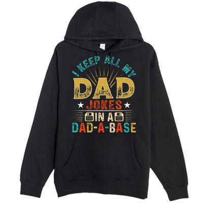 I Keep All My Dad Jokes In A Dad A Base Dad Jokes Premium Pullover Hoodie