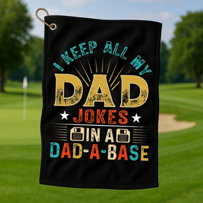 I Keep All My Dad Jokes In A Dad A Base Dad Jokes Golf Towel