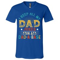 I Keep All My Dad Jokes In A Dad A Base Dad Jokes V-Neck T-Shirt