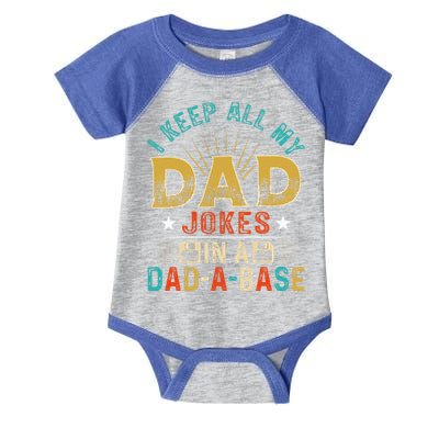 I Keep All My Dad Jokes In A Dad A Base Dad Jokes Infant Baby Jersey Bodysuit