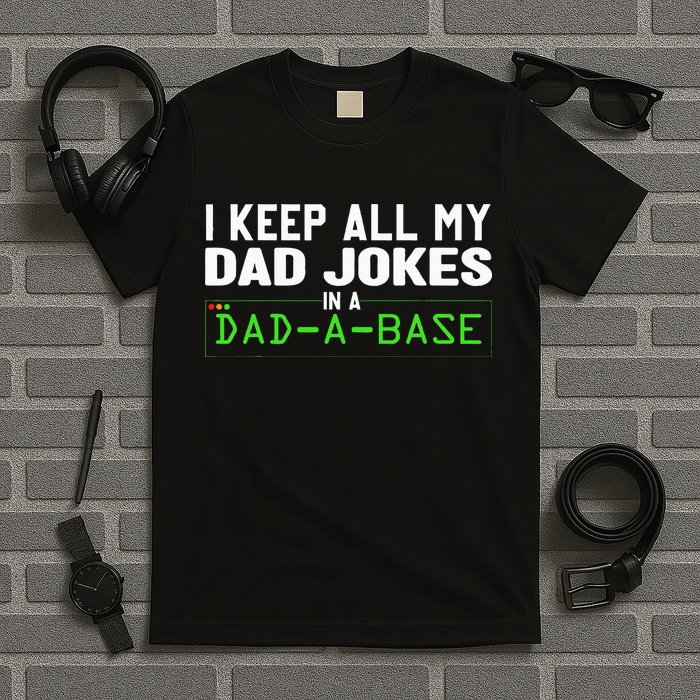 I Keep All My Dad Jokes In A Dad A Base Dad Sarcastic Funny T-Shirt