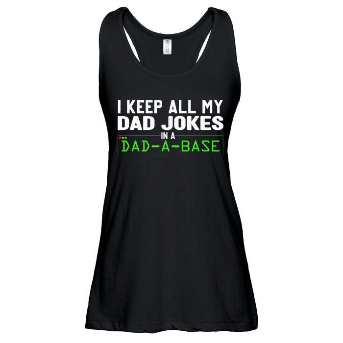 I Keep All My Dad Jokes In A Dad A Base Dad Sarcastic Funny Ladies Essential Flowy Tank