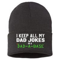 I Keep All My Dad Jokes In A Dad A Base Dad Sarcastic Funny Sustainable Knit Beanie