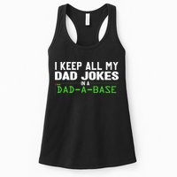 I Keep All My Dad Jokes In A Dad A Base Dad Sarcastic Funny Womens Tank Top