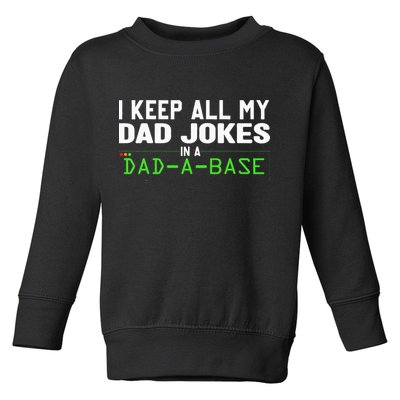I Keep All My Dad Jokes In A Dad A Base Dad Sarcastic Funny Toddler Sweatshirt