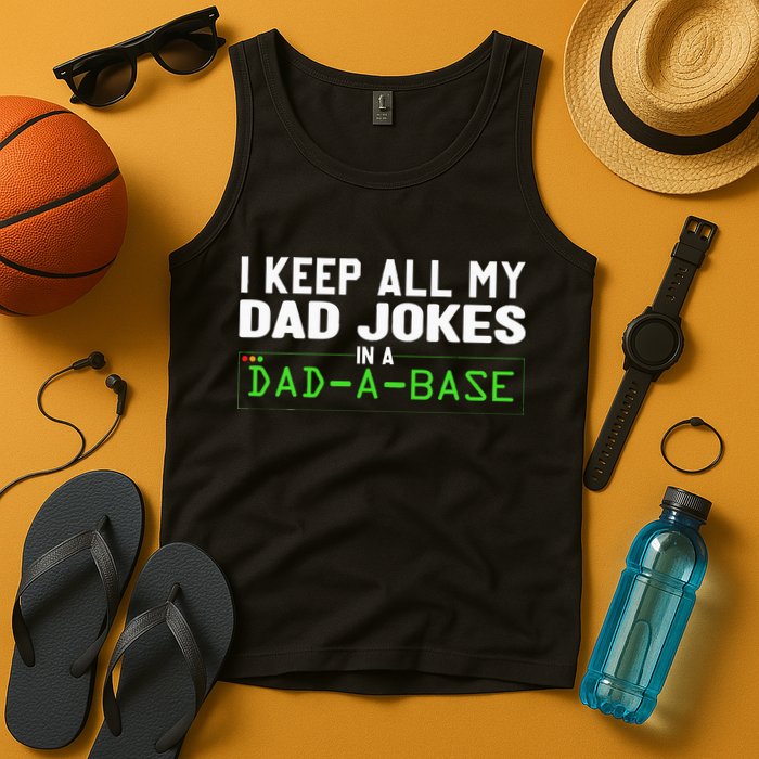 I Keep All My Dad Jokes In A Dad A Base Dad Sarcastic Funny Tank Top
