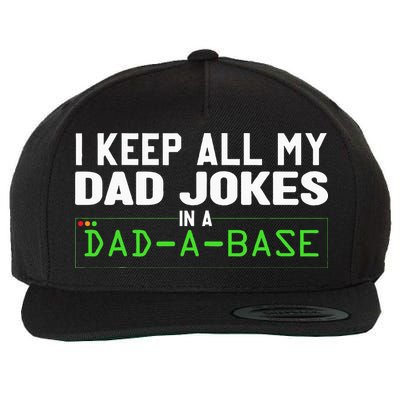 I Keep All My Dad Jokes In A Dad A Base Dad Sarcastic Funny Wool Snapback Cap