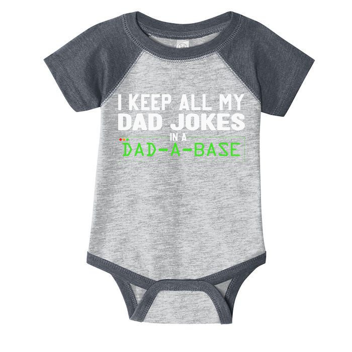 I Keep All My Dad Jokes In A Dad A Base Dad Sarcastic Funny Infant Baby Jersey Bodysuit