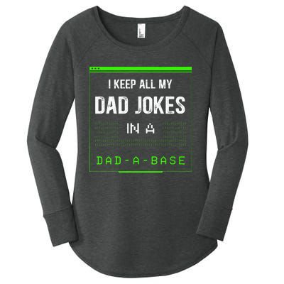 I Keep All My Dad Jokes In A DadABase Funny Father Saying Women's Perfect Tri Tunic Long Sleeve Shirt