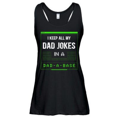 I Keep All My Dad Jokes In A DadABase Funny Father Saying Ladies Essential Flowy Tank