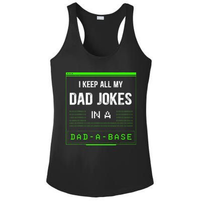 I Keep All My Dad Jokes In A DadABase Funny Father Saying Ladies PosiCharge Competitor Racerback Tank