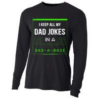 I Keep All My Dad Jokes In A DadABase Funny Father Saying Cooling Performance Long Sleeve Crew
