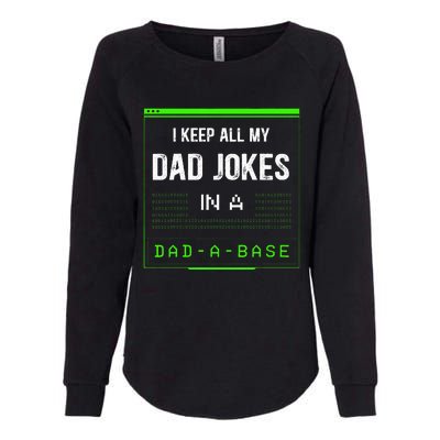 I Keep All My Dad Jokes In A DadABase Funny Father Saying Womens California Wash Sweatshirt