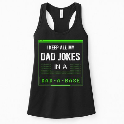 I Keep All My Dad Jokes In A DadABase Funny Father Saying Womens Tank Top