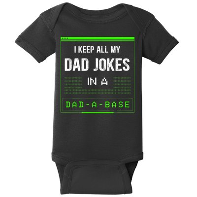 I Keep All My Dad Jokes In A DadABase Funny Father Saying Baby Bodysuit