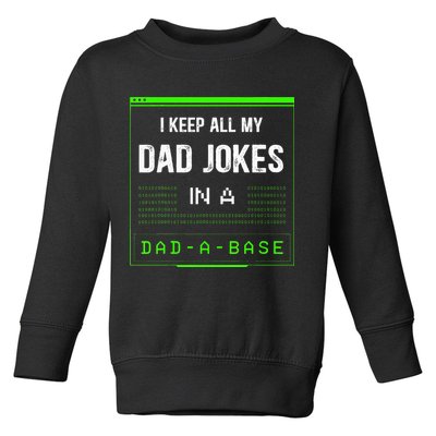 I Keep All My Dad Jokes In A DadABase Funny Father Saying Toddler Sweatshirt