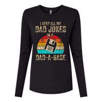 I Keep All My Dad Jokes In A DadABase Vintage Fathers Day Womens Cotton Relaxed Long Sleeve T-Shirt