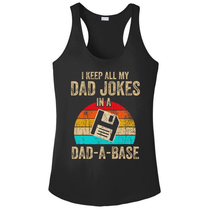 I Keep All My Dad Jokes In A DadABase Vintage Fathers Day Ladies PosiCharge Competitor Racerback Tank