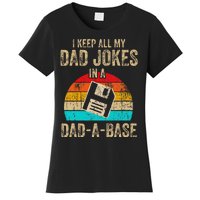 I Keep All My Dad Jokes In A DadABase Vintage Fathers Day Women's T-Shirt