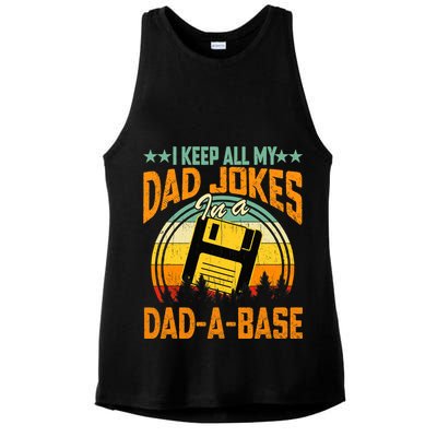 I Keep All My Dad Jokes In A Dad-A-Base Fathers Day Gift Ladies PosiCharge Tri-Blend Wicking Tank