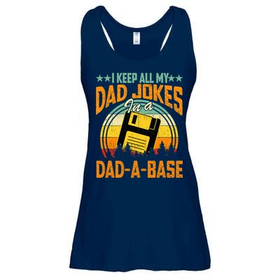 I Keep All My Dad Jokes In A Dad-A-Base Fathers Day Gift Ladies Essential Flowy Tank