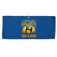 I Keep All My Dad Jokes In A Dad-A-Base Fathers Day Gift Large Microfiber Waffle Golf Towel