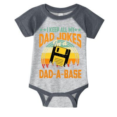 I Keep All My Dad Jokes In A Dad-A-Base Fathers Day Gift Infant Baby Jersey Bodysuit
