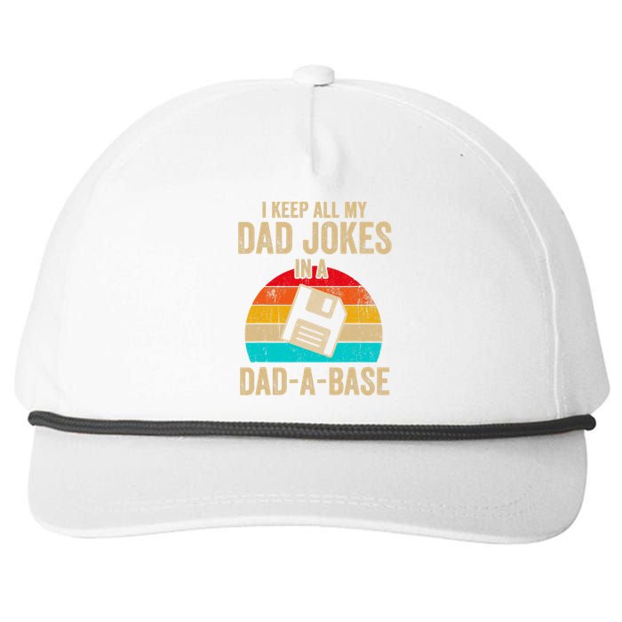 I Keep All My Dad Jokes In A DadABase Vintage Fathers Day Snapback Five-Panel Rope Hat