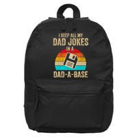 I Keep All My Dad Jokes In A DadABase Vintage Fathers Day 16 in Basic Backpack