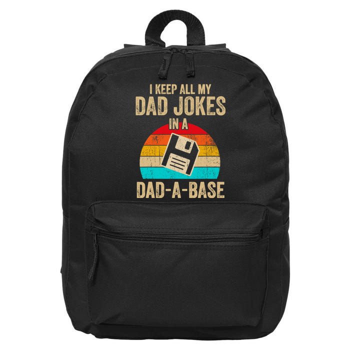 I Keep All My Dad Jokes In A DadABase Vintage Fathers Day 16 in Basic Backpack