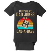 I Keep All My Dad Jokes In A DadABase Vintage Fathers Day Baby Bodysuit