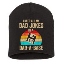 I Keep All My Dad Jokes In A DadABase Vintage Fathers Day Short Acrylic Beanie