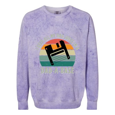 I Keep All My Dad Jokes In A DadABase Vintage Fathers Day Colorblast Crewneck Sweatshirt