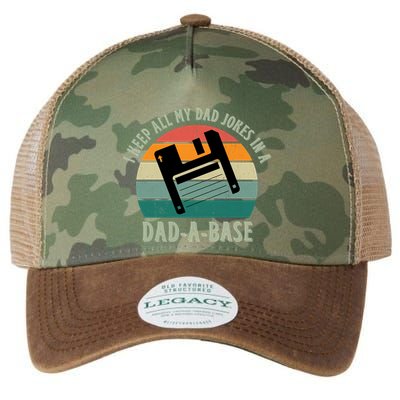 I Keep All My Dad Jokes In A DadABase Vintage Fathers Day Legacy Tie Dye Trucker Hat