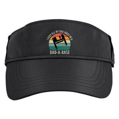 I Keep All My Dad Jokes In A DadABase Vintage Fathers Day Adult Drive Performance Visor