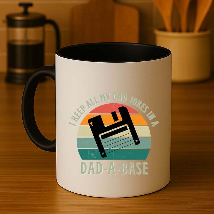 I Keep All My Dad Jokes In A DadABase Vintage Fathers Day Mug