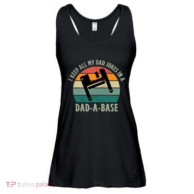 I Keep All My Dad Jokes In A DadABase Vintage Fathers Day Ladies Essential Flowy Tank