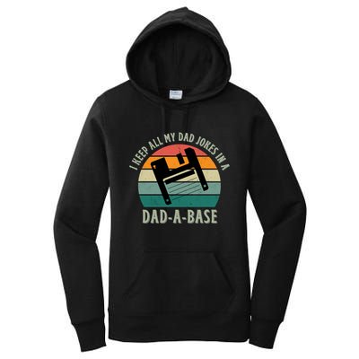 I Keep All My Dad Jokes In A DadABase Vintage Fathers Day Women's Pullover Hoodie