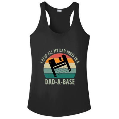 I Keep All My Dad Jokes In A DadABase Vintage Fathers Day Ladies PosiCharge Competitor Racerback Tank